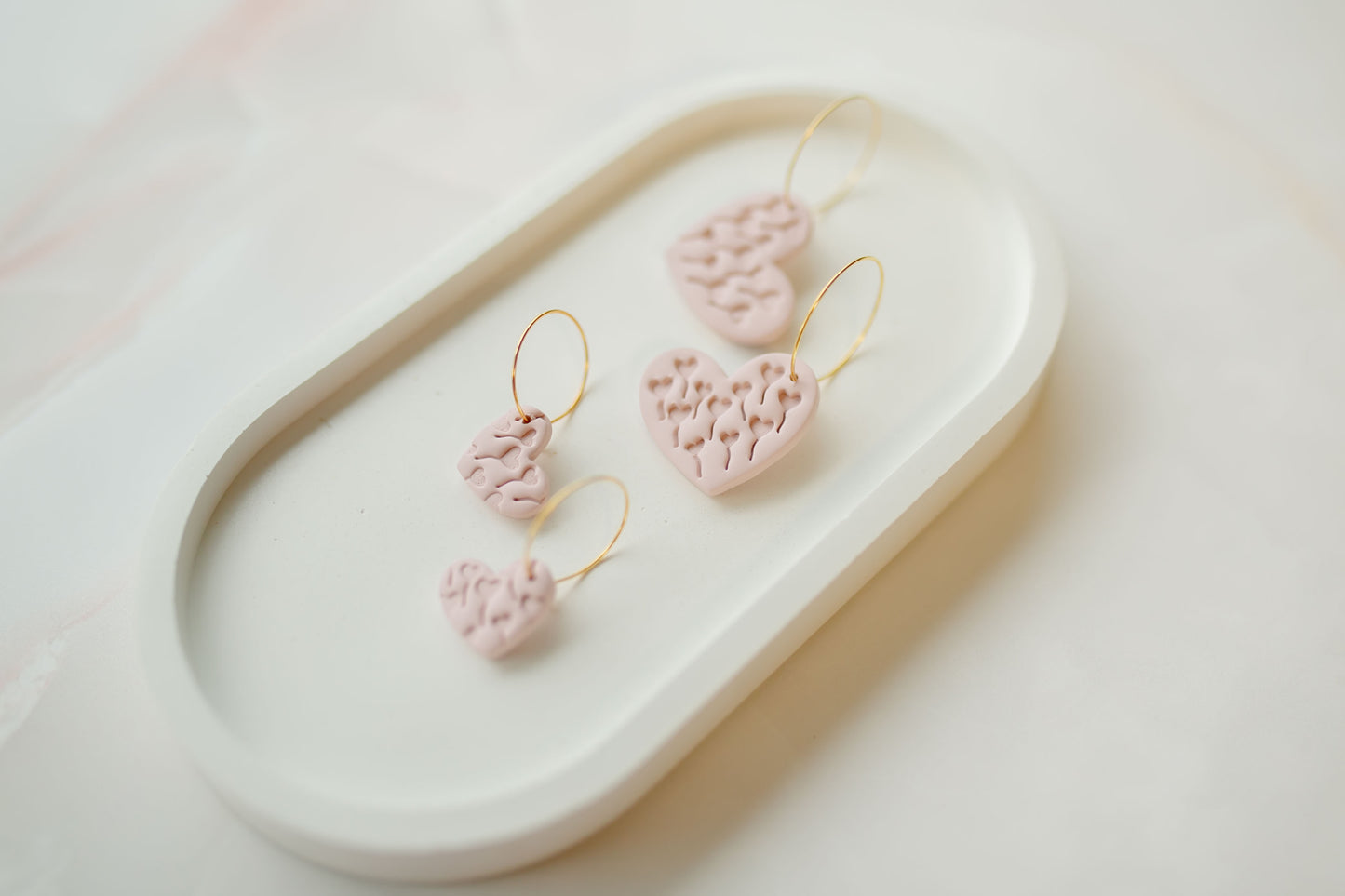 Clay earring | mommy +me blush pink hearts set | pink collection