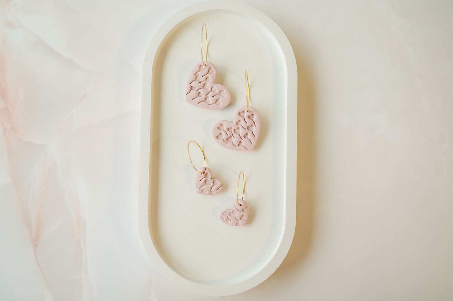 Clay earring | mommy +me blush pink hearts set | pink collection