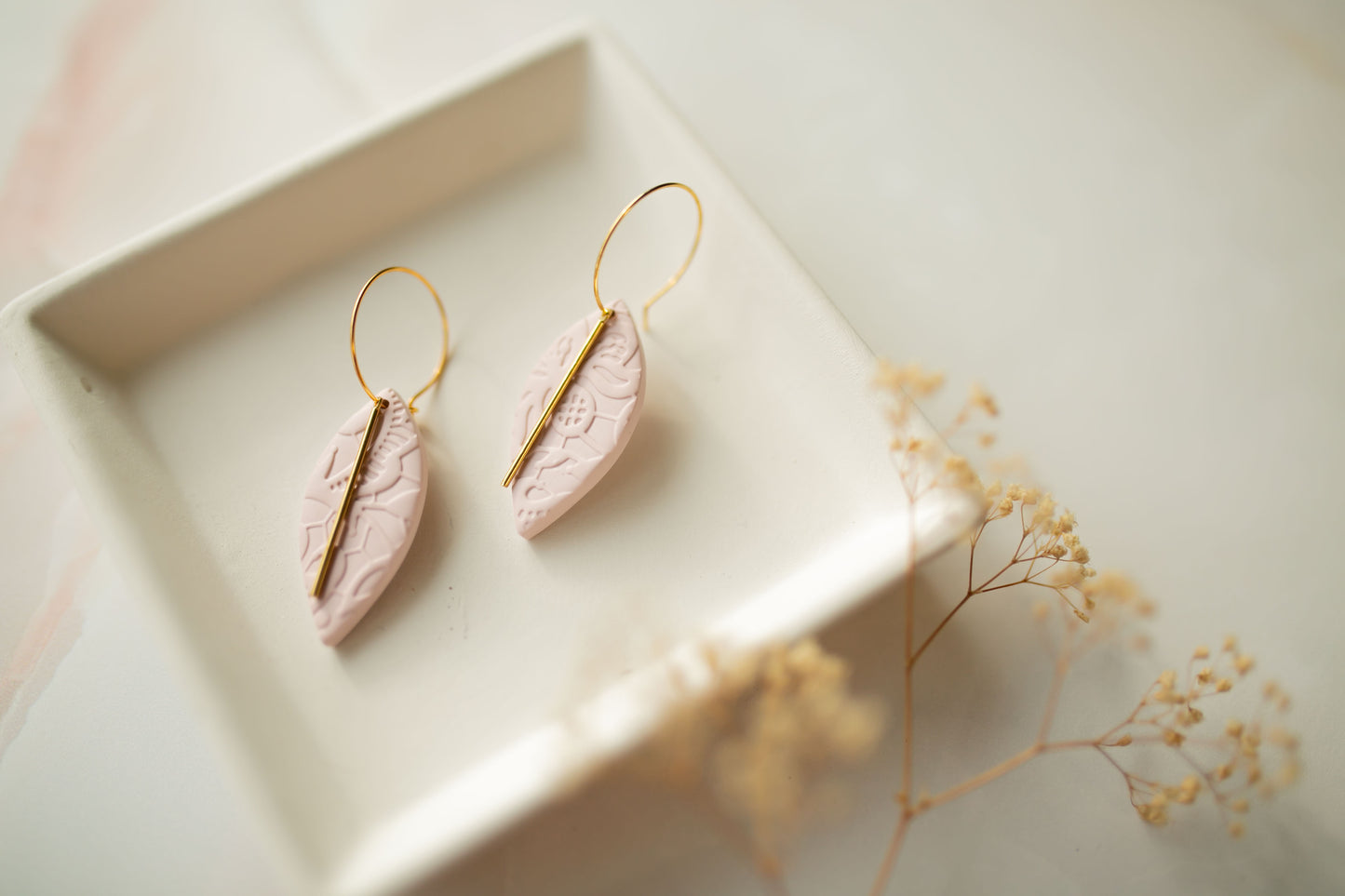 Clay earring | blush pink lace | pink collection
