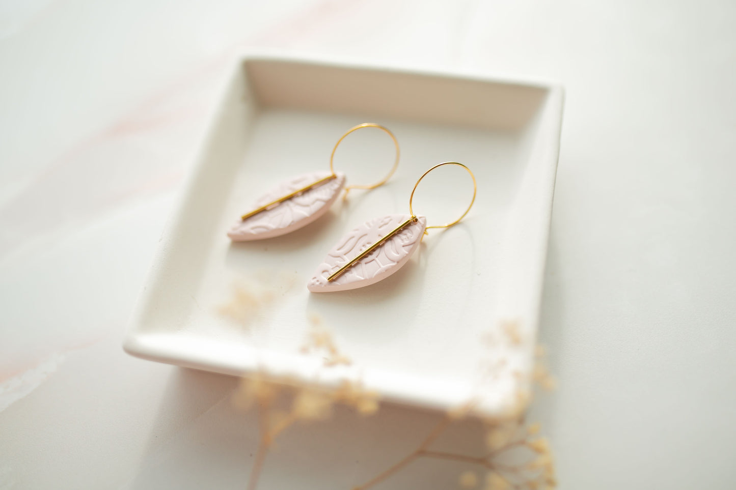 Clay earring | blush pink lace | pink collection