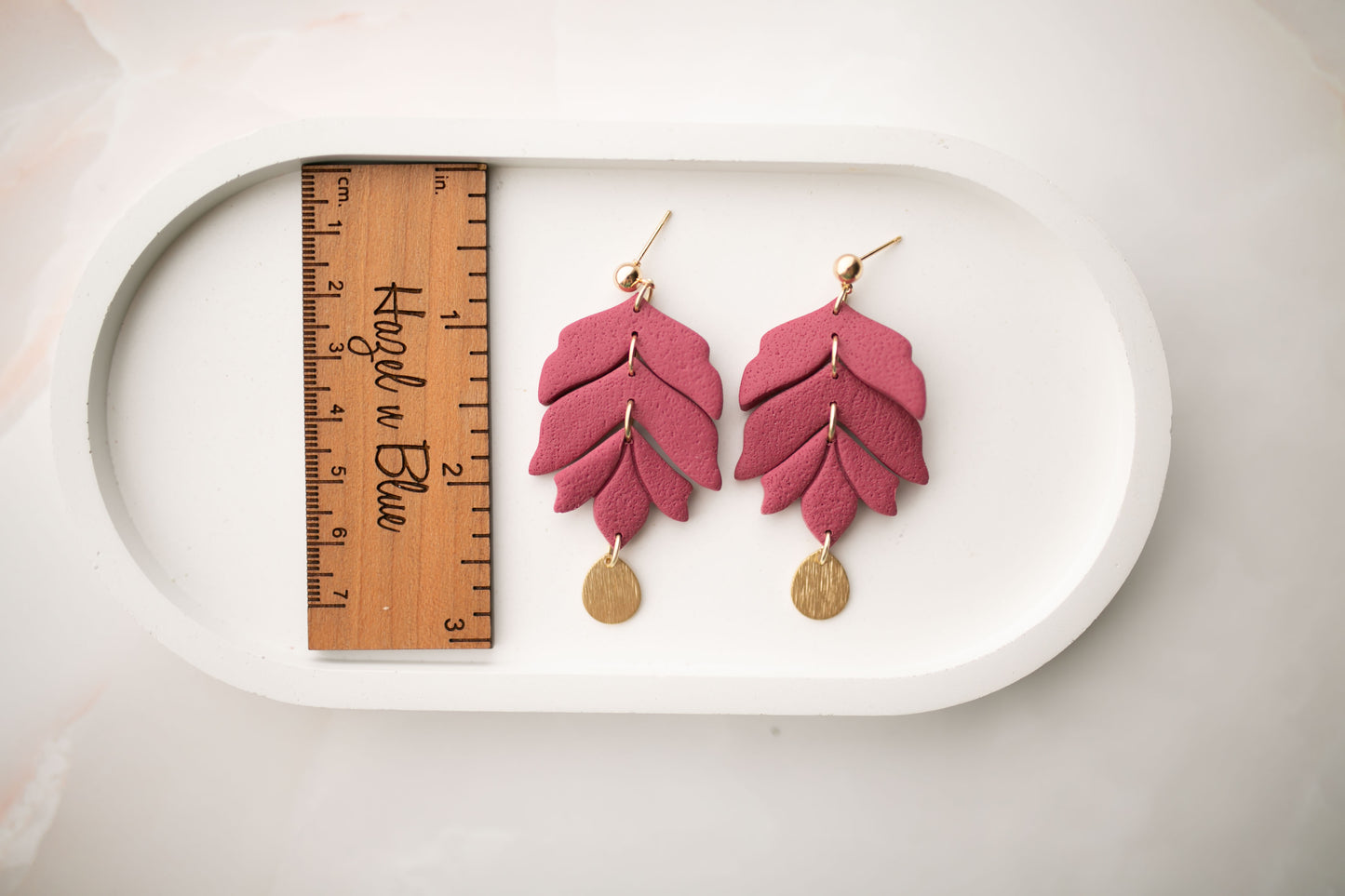 Clay earring | raspberry leaves | pink collection