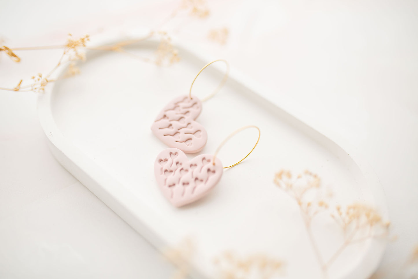 Clay earring | blush hearts | pink collection