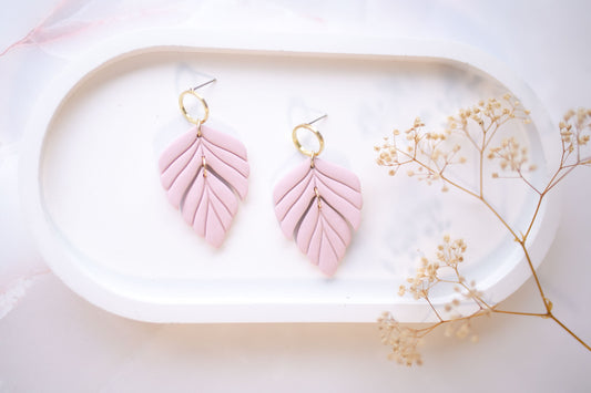 Clay earring | blush leaves | pink collection