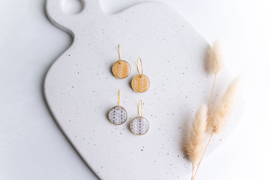 Clay earring | Leaf Mini Hoops | Fall Collection