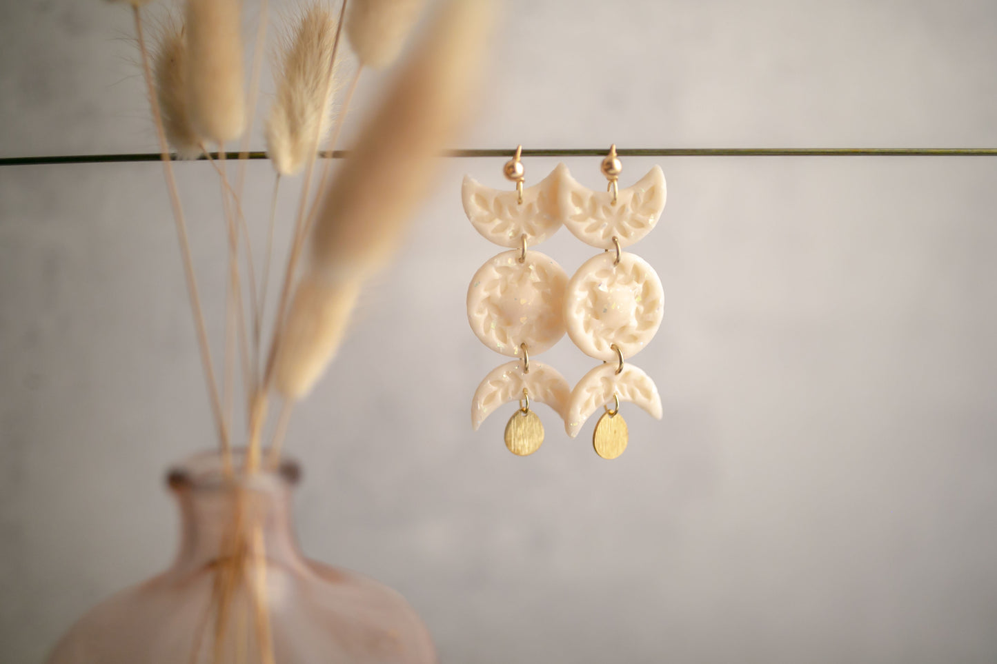 Clay earring | Opal Moon Phases
