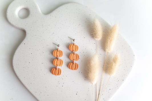Clay earring | Orange Pumpkin Dangles | Fall Collection