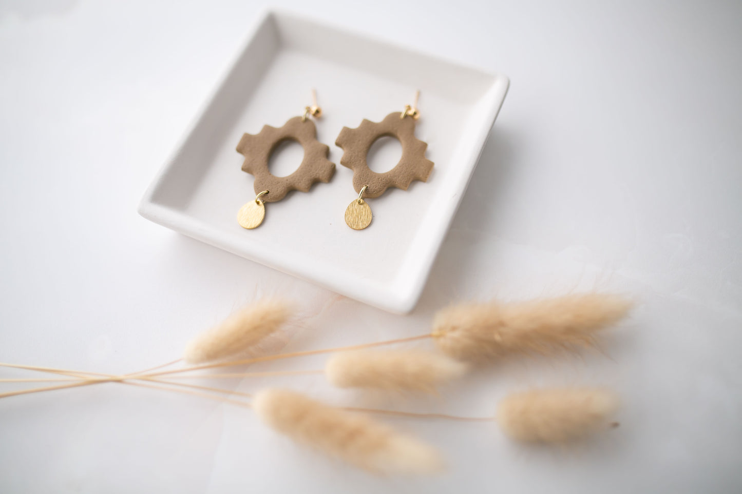 Clay earring | umber boho dangle | neutral collection