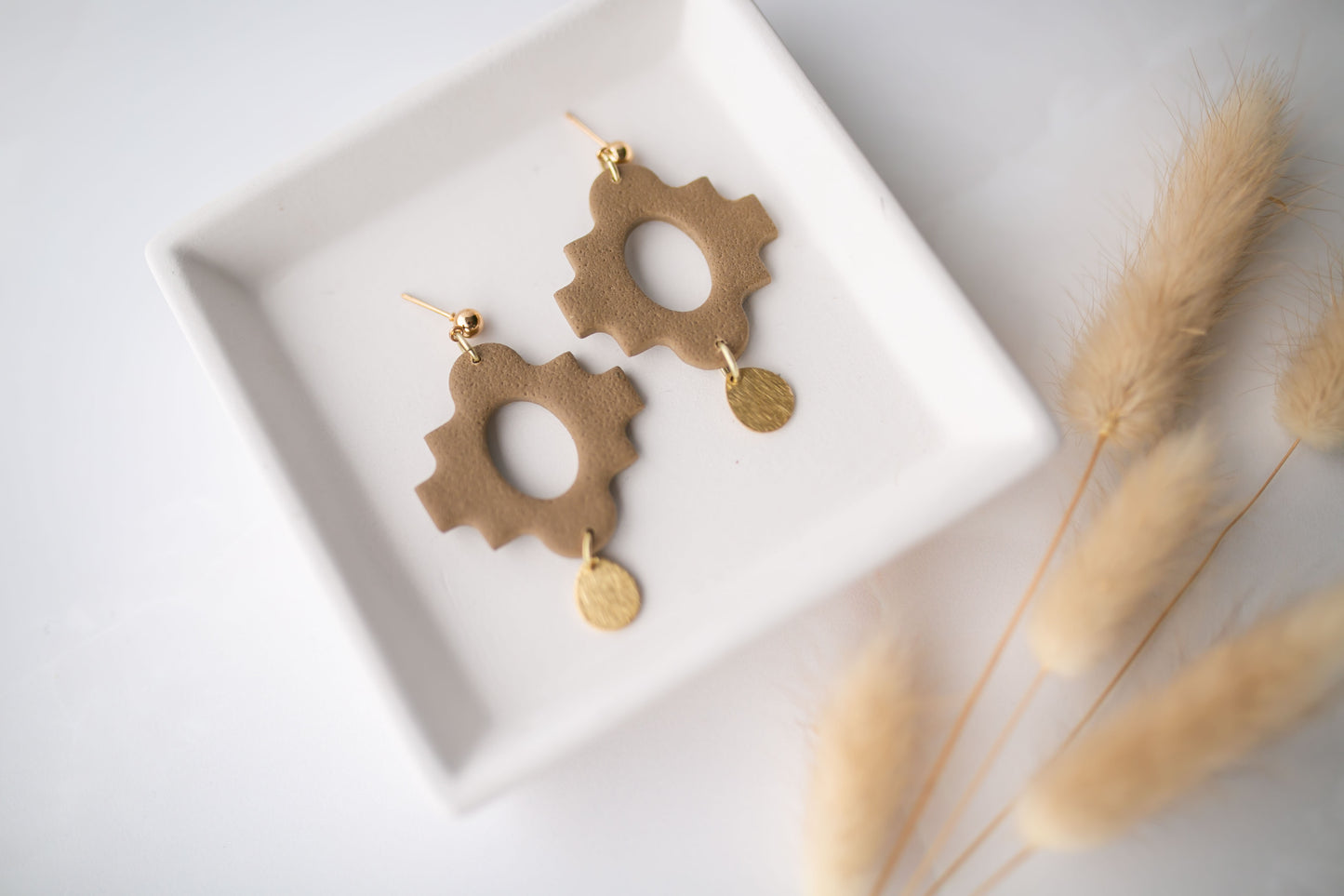 Clay earring | umber boho dangle | neutral collection