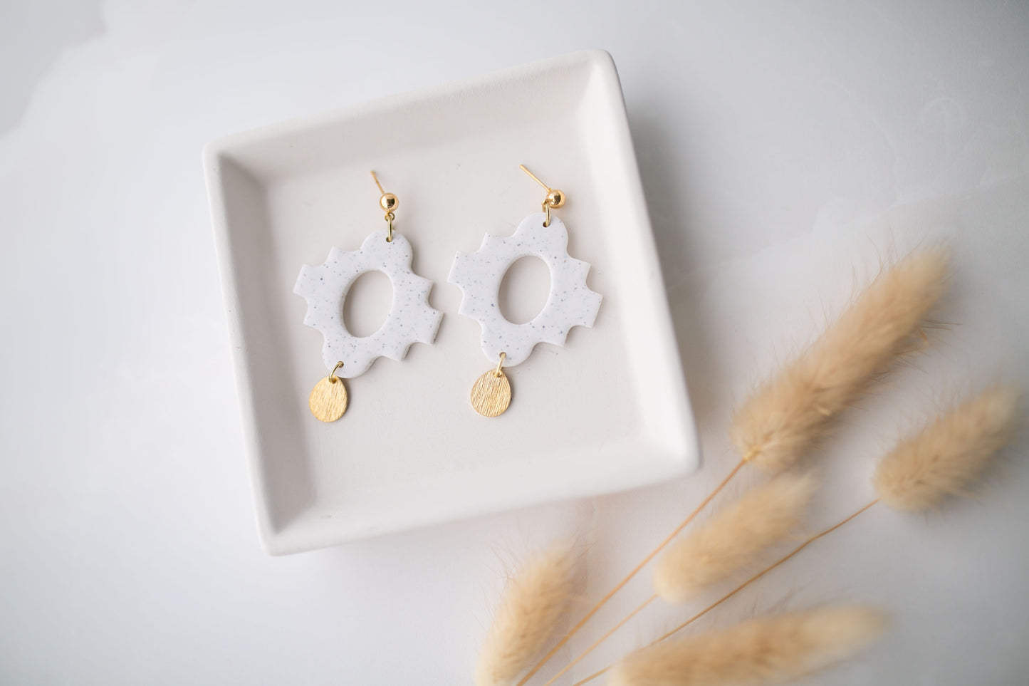 Clay earring | granite boho dangle | neutral collection