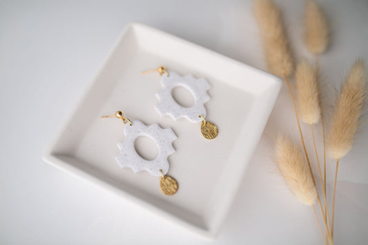 Clay earring | granite boho dangle | neutral collection