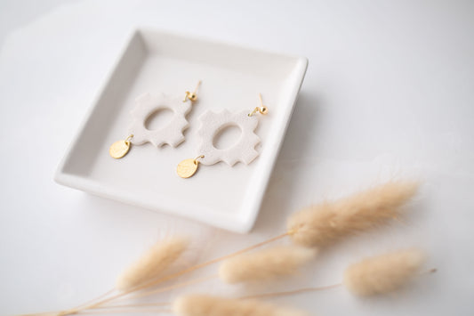 Clay earring | cream boho dangle | neutral collection