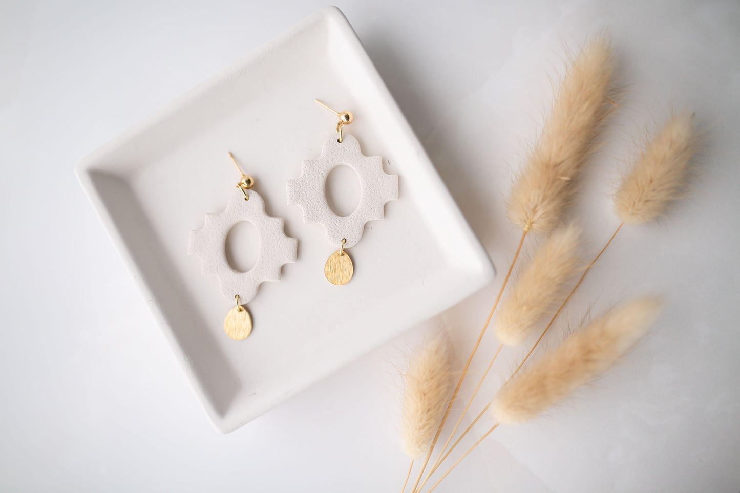 Clay earring | cream boho dangle | neutral collection