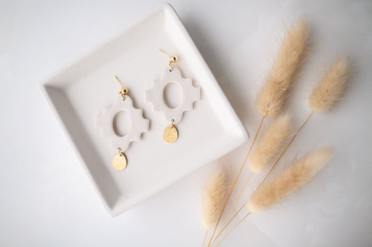 Clay earring | cream boho dangle | neutral collection