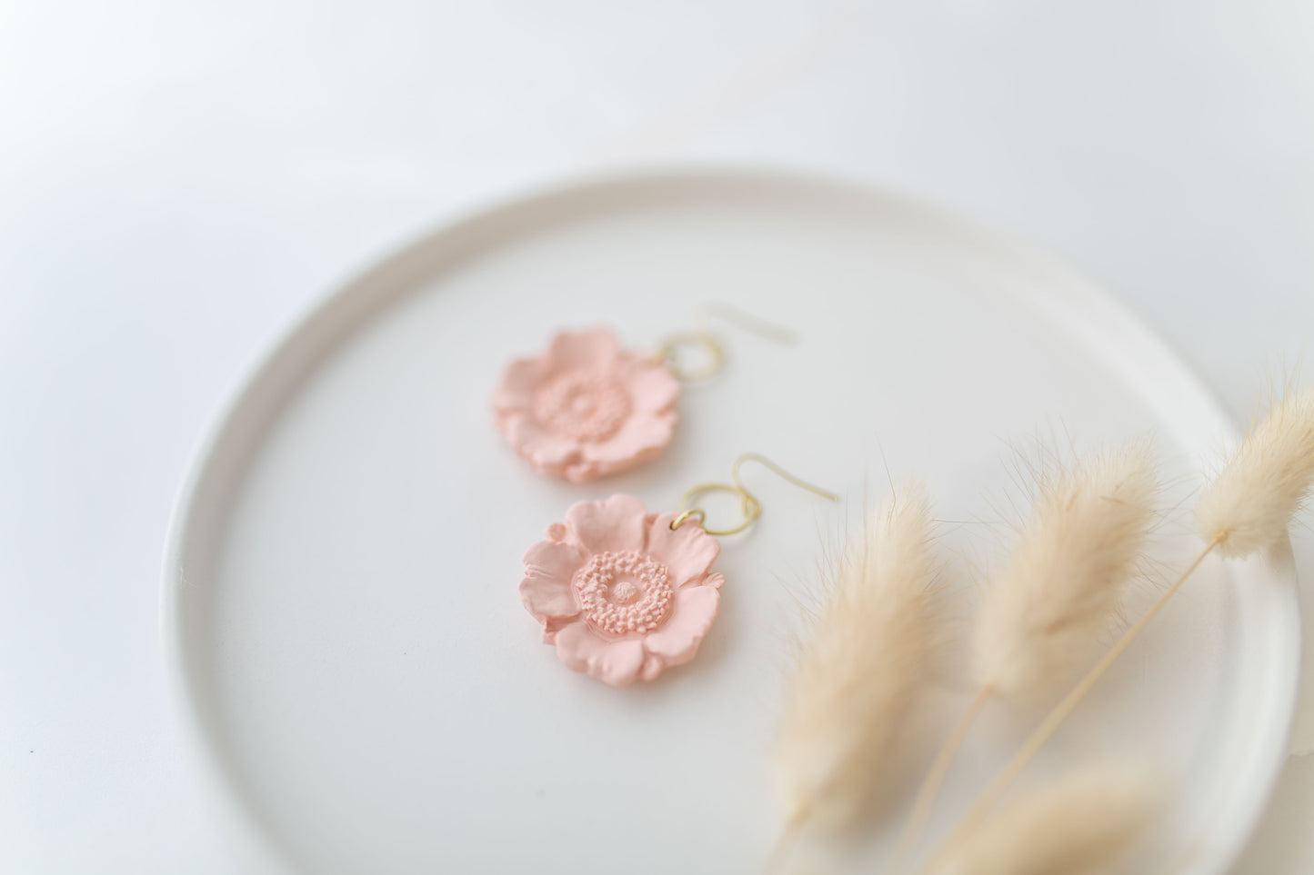 Clay earring | peach poppy dangles | spring collection