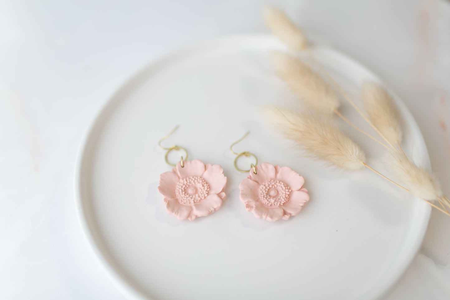 Clay earring | peach poppy dangles | spring collection