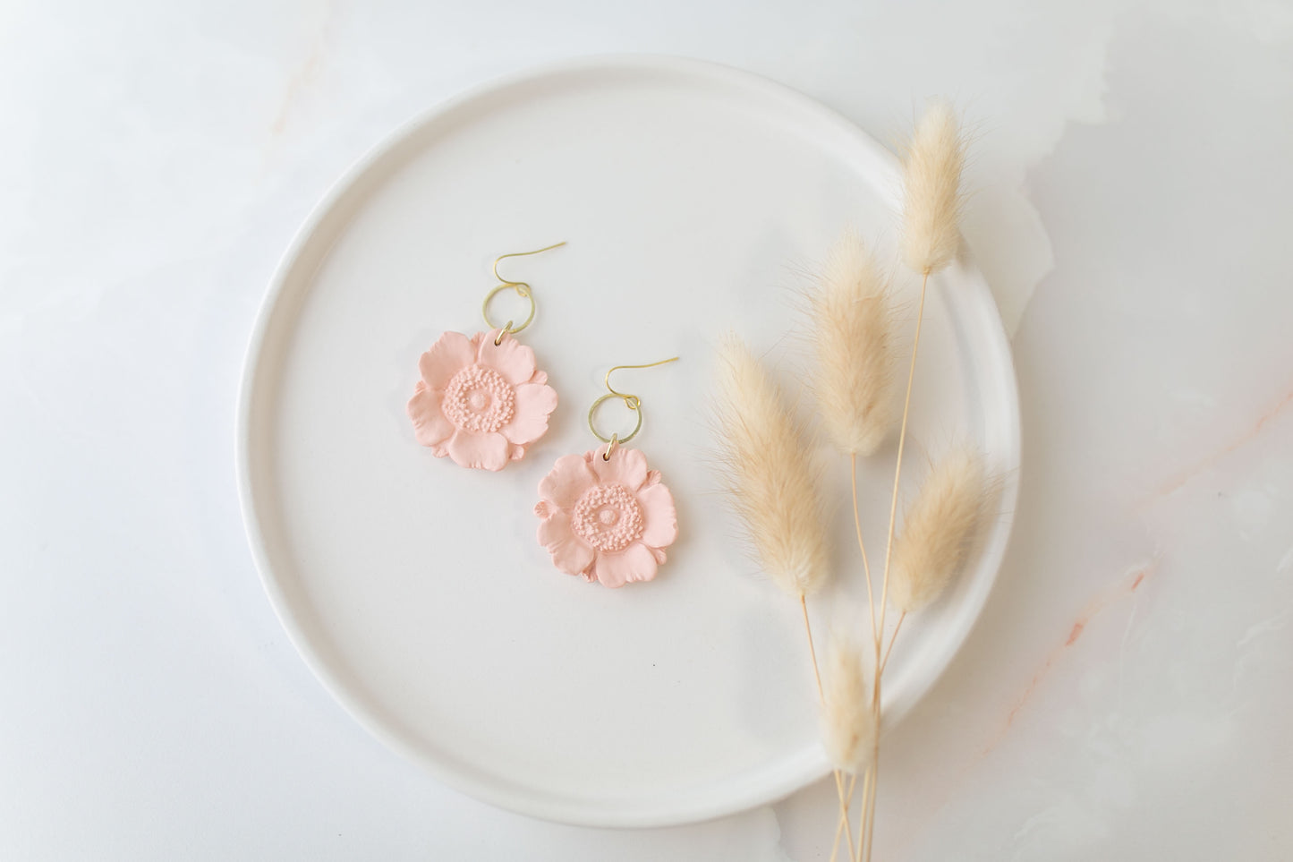 Clay earring | peach poppy dangles | spring collection