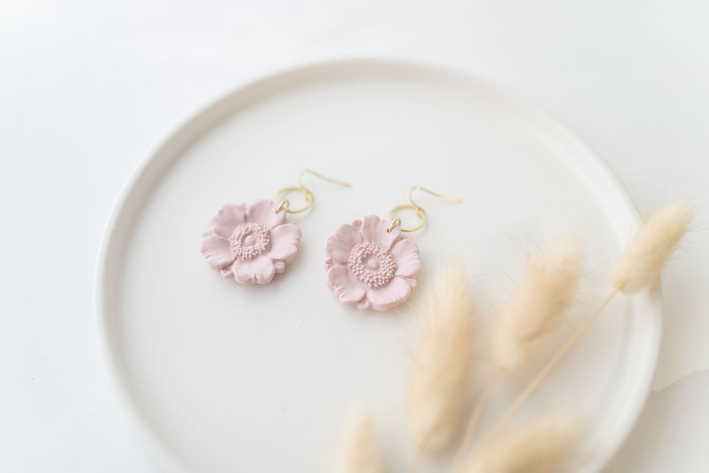 Clay earring | blush poppy dangles | spring collection