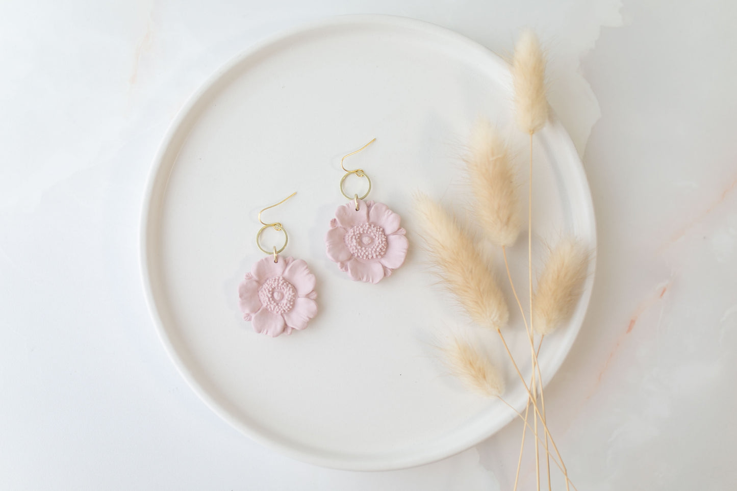 Clay earring | blush poppy dangles | spring collection