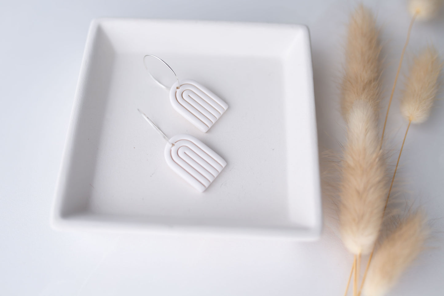 Clay earring | white mini arches | neutral collection