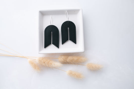 Clay earring | black arch hoops | neutral collection