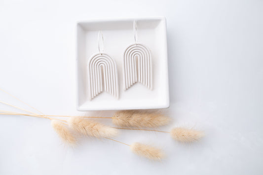 Clay earring | cream arch hoops | neutral collection