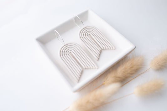 Clay earring | cream arch hoops | neutral collection