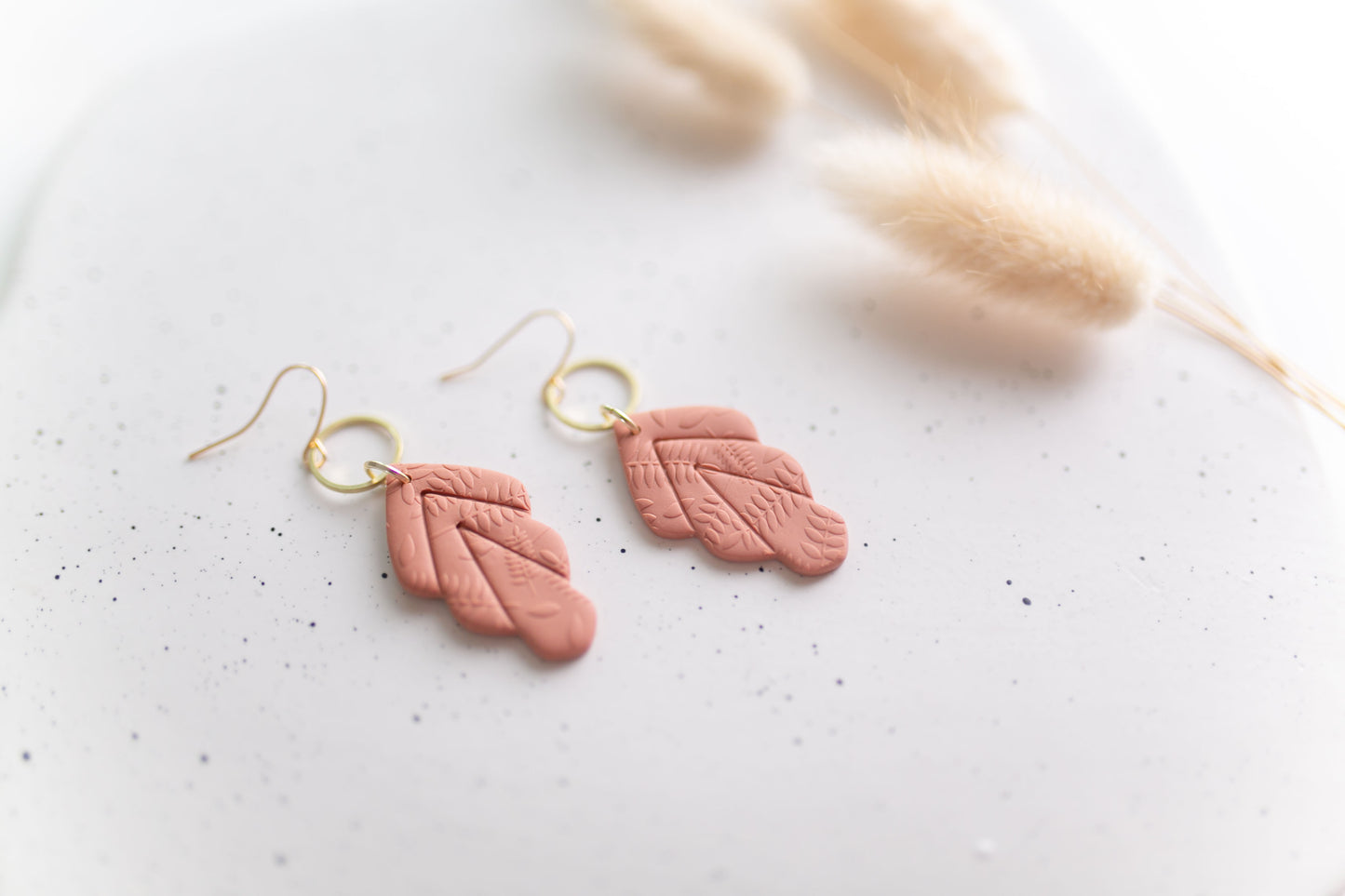 Clay earring | Floral Leaf Dangles | Fall Collection