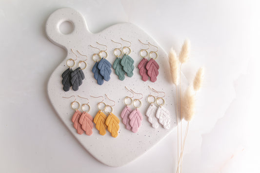 Clay earring | Floral Leaf Dangles | Fall Collection
