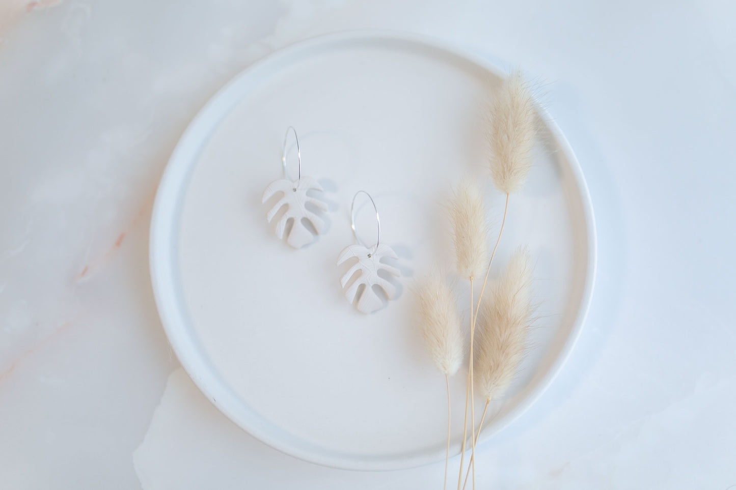 Clay earring | ivory monstera hoops | spring collection