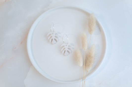 Clay earring | ivory monstera hoops | spring collection