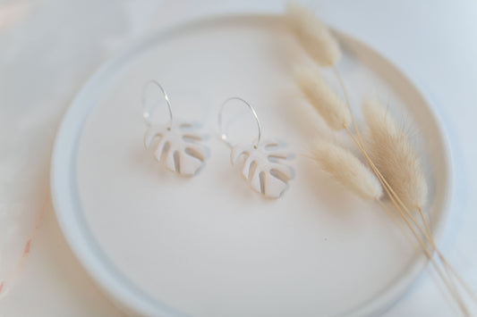 Clay earring | ivory monstera hoops | spring collection