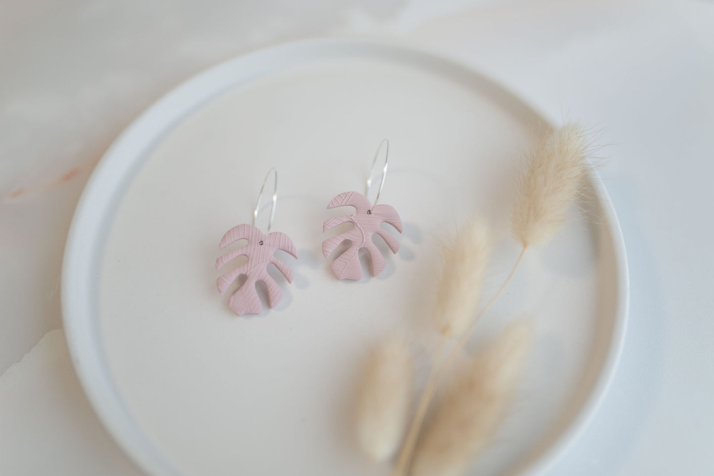 Clay earring | blush monstera hoops | spring collection