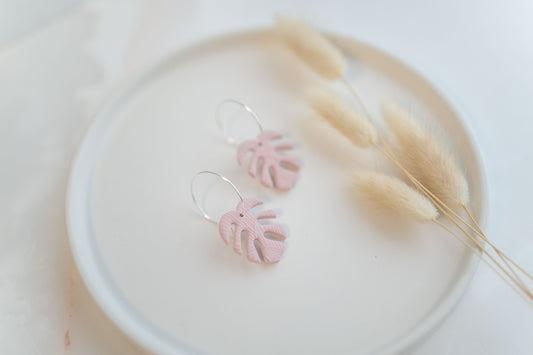 Clay earring | blush monstera hoops | spring collection