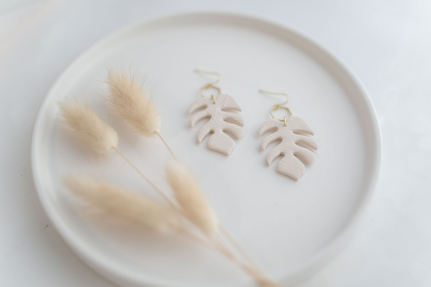 Clay earring | ivory monstera dangles | spring collection