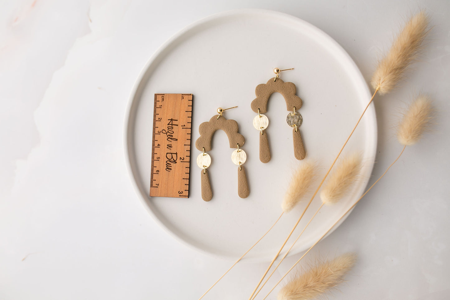 Clay earring | cream dangles  | neutral collection
