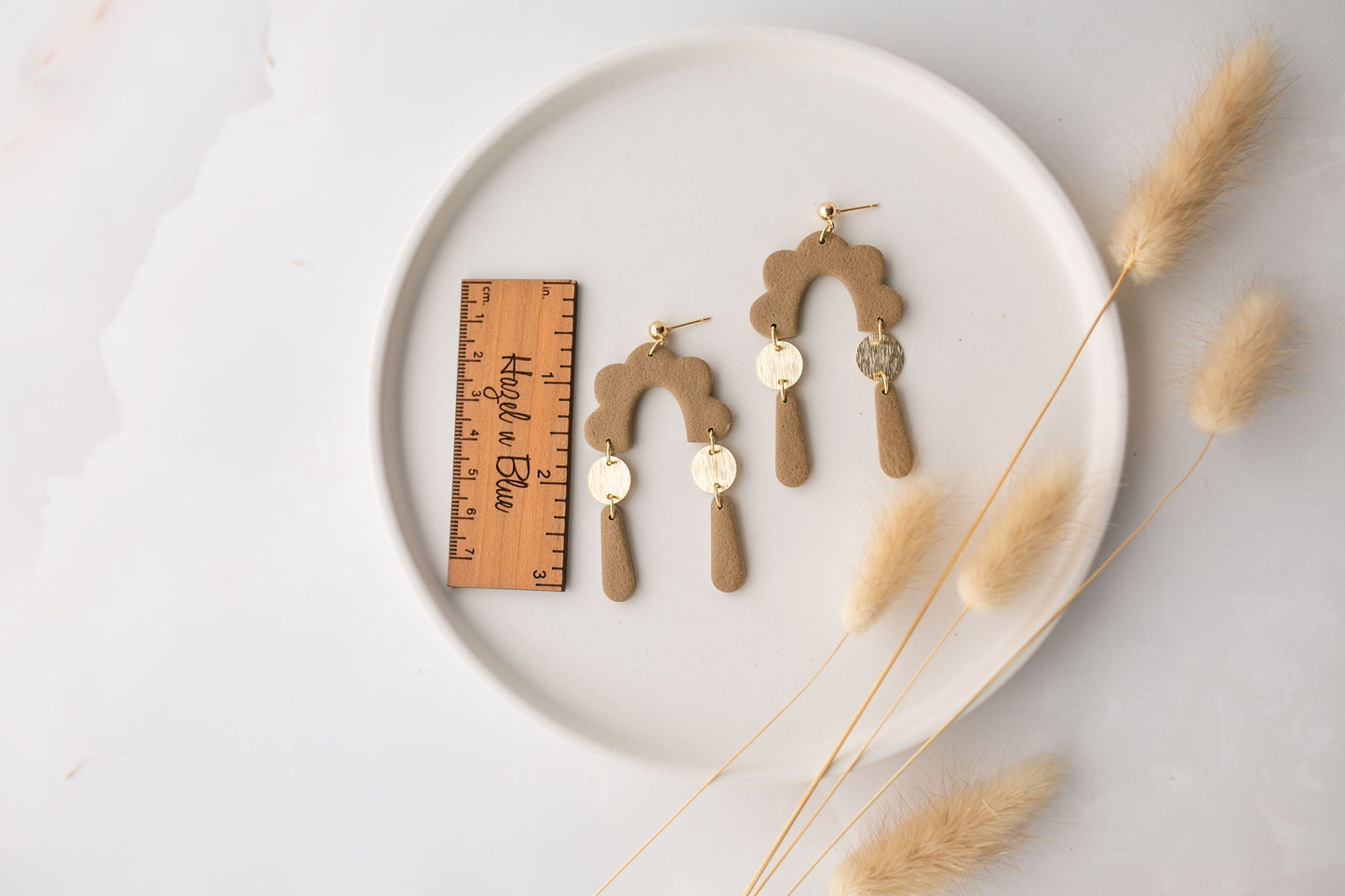 Clay earring | white dangles  | neutral collection