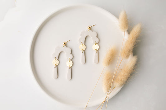 Clay earring | cream dangles | neutral collection