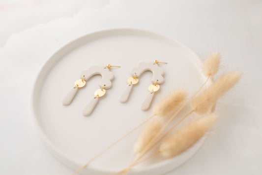 Clay earring | cream dangles | neutral collection