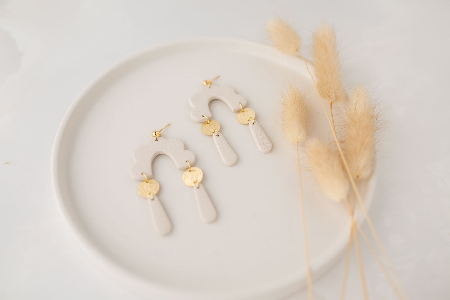 Clay earring | cream dangles  | neutral collection