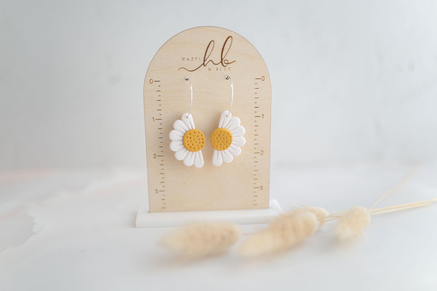 Clay earring | white daisy hoops | spring collection