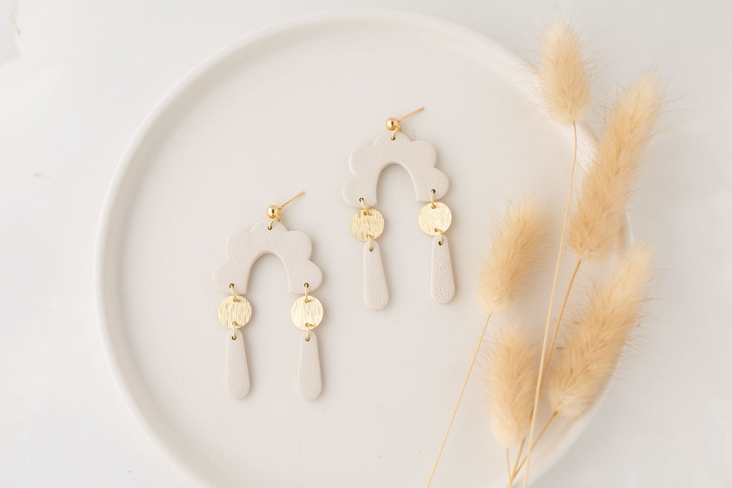 Clay earring | cream dangles  | neutral collection