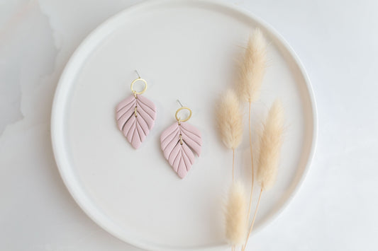 Clay earring | blush leaves | spring collection