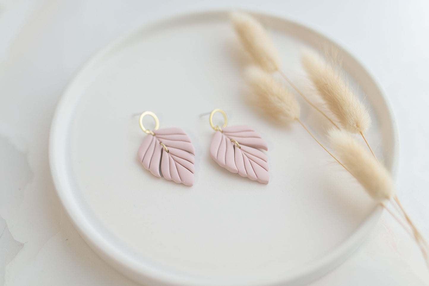 Clay earring | blush leaves | spring collection