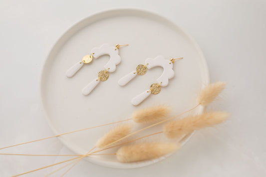Clay earring | white dangles | neutral collection