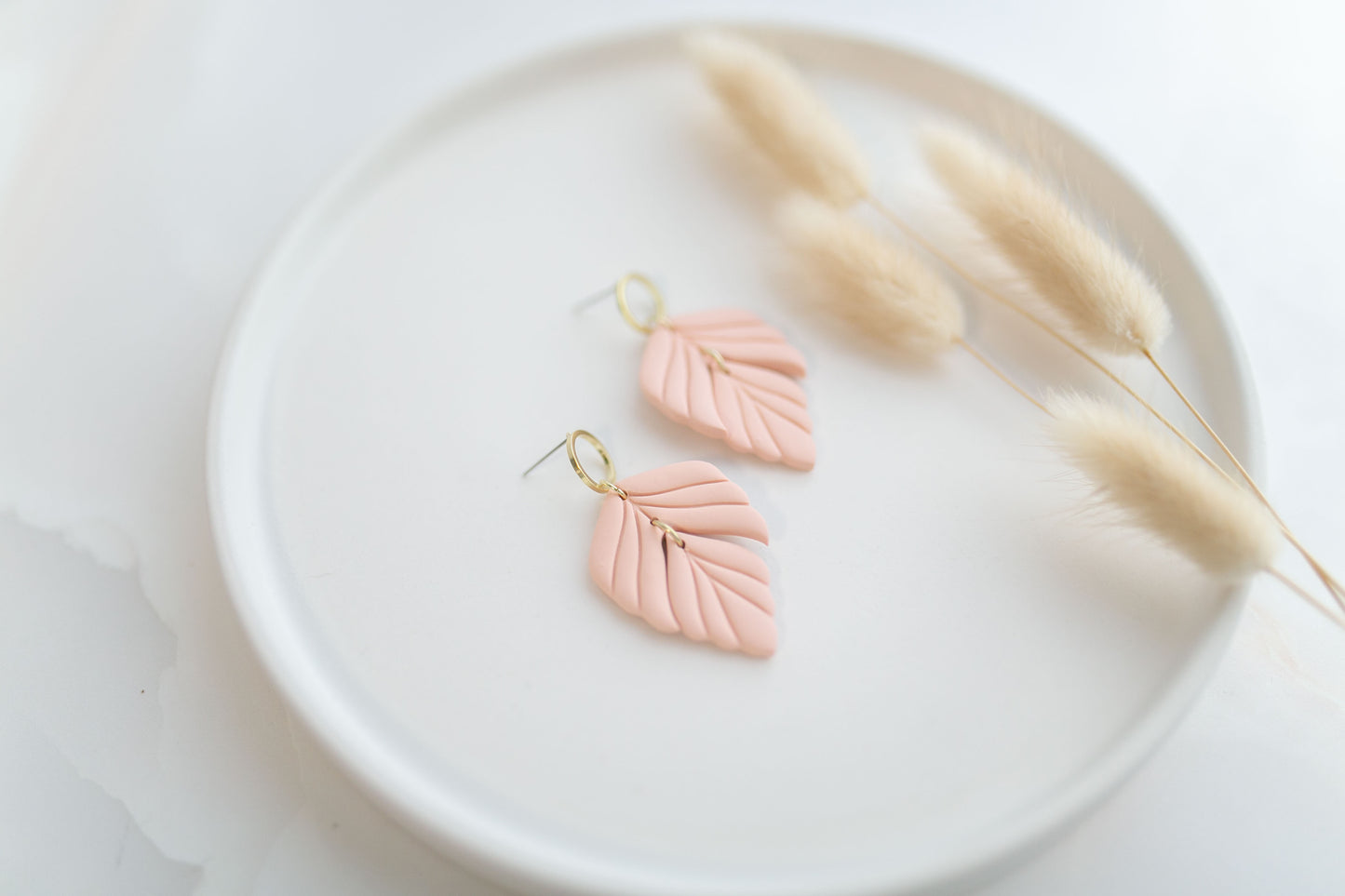 Clay earring | peach leaves | spring collection