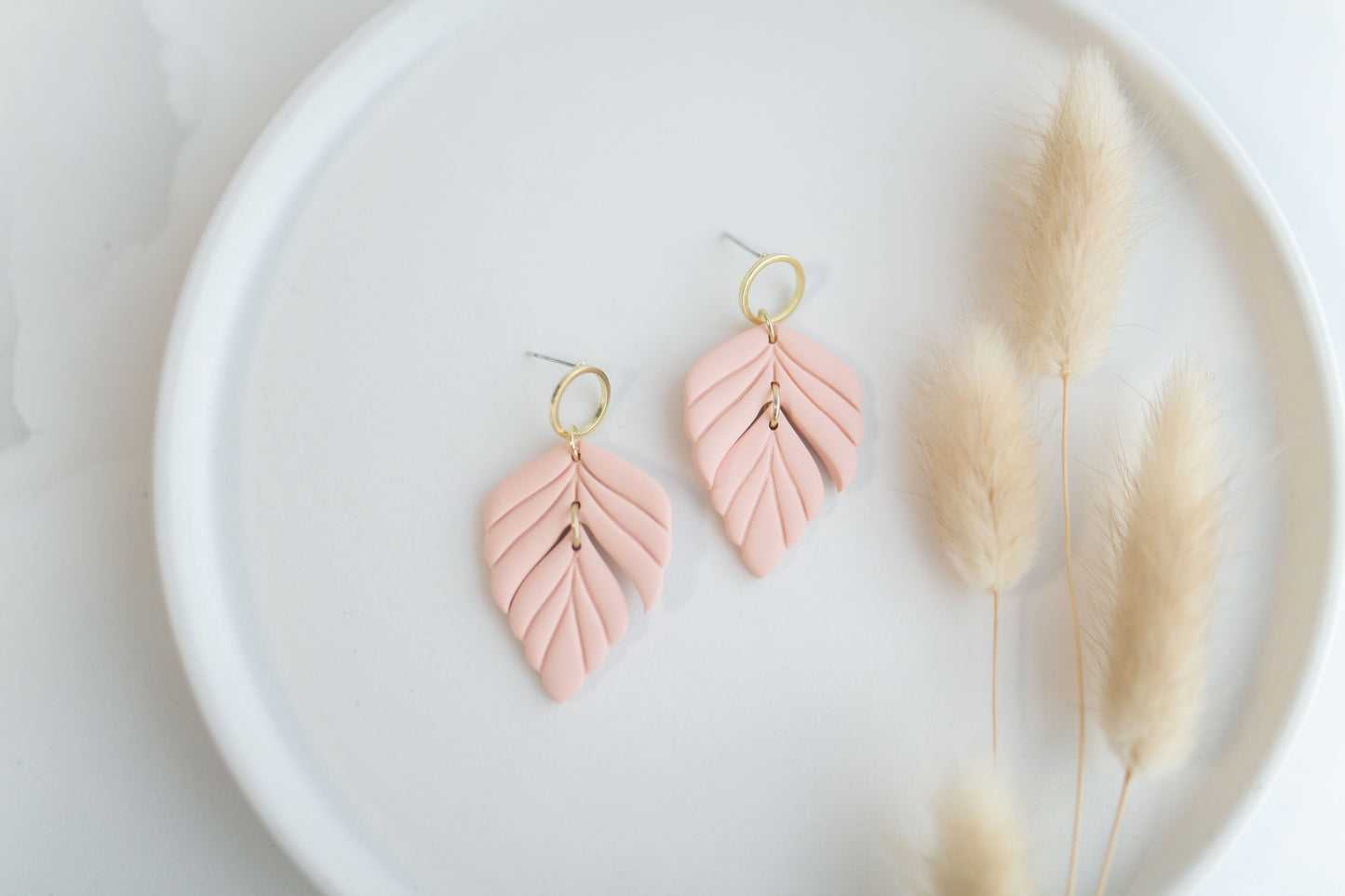 Clay earring | peach leaves | spring collection