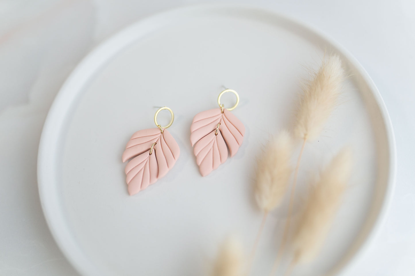 Clay earring | peach leaves | spring collection