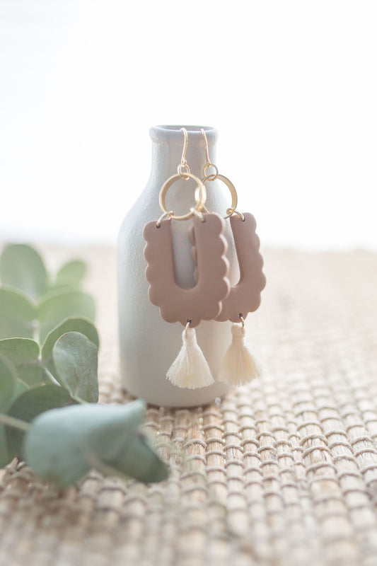 Clay earrings | carmel tassels