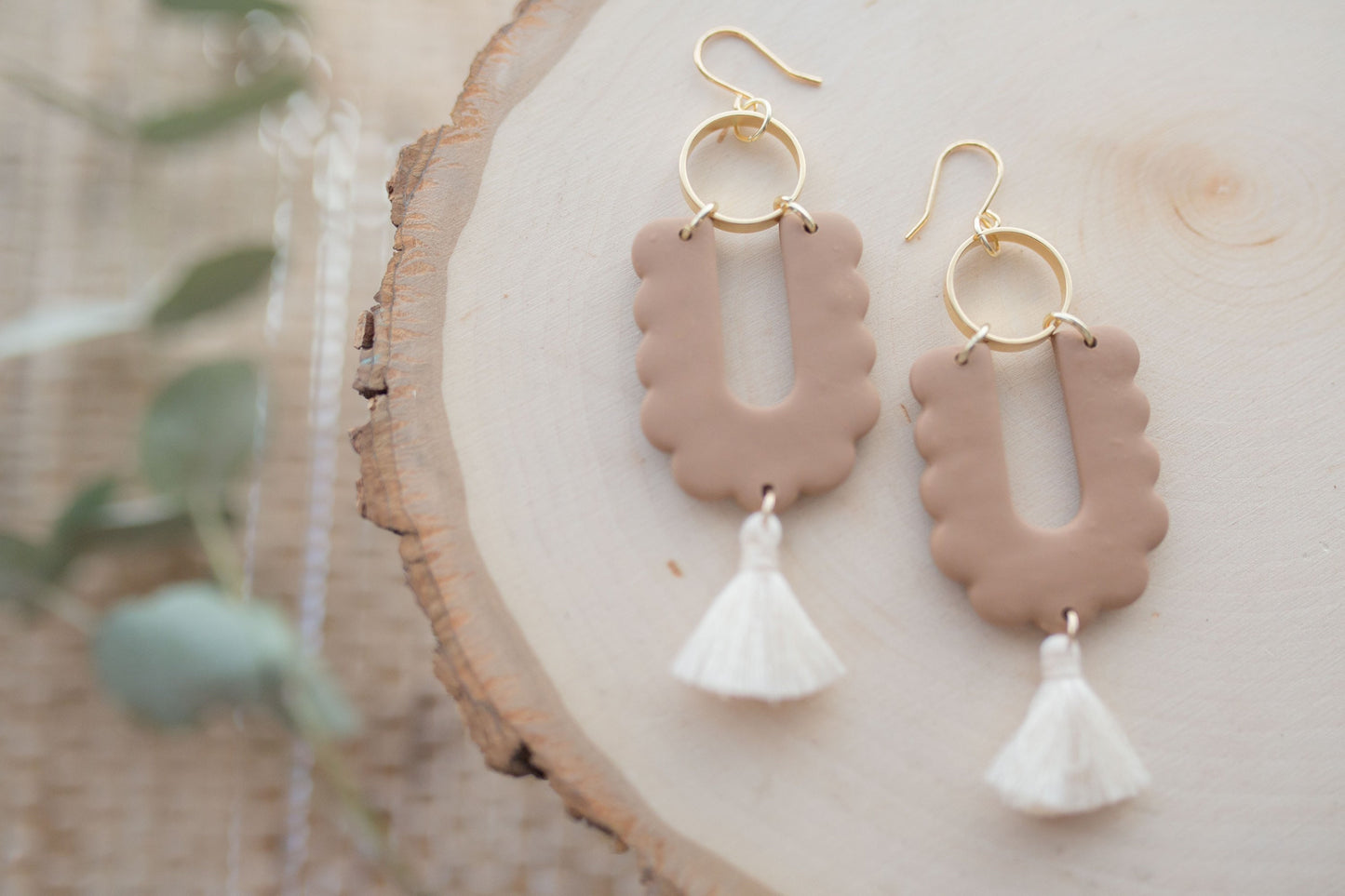 Clay earrings | carmel tassels