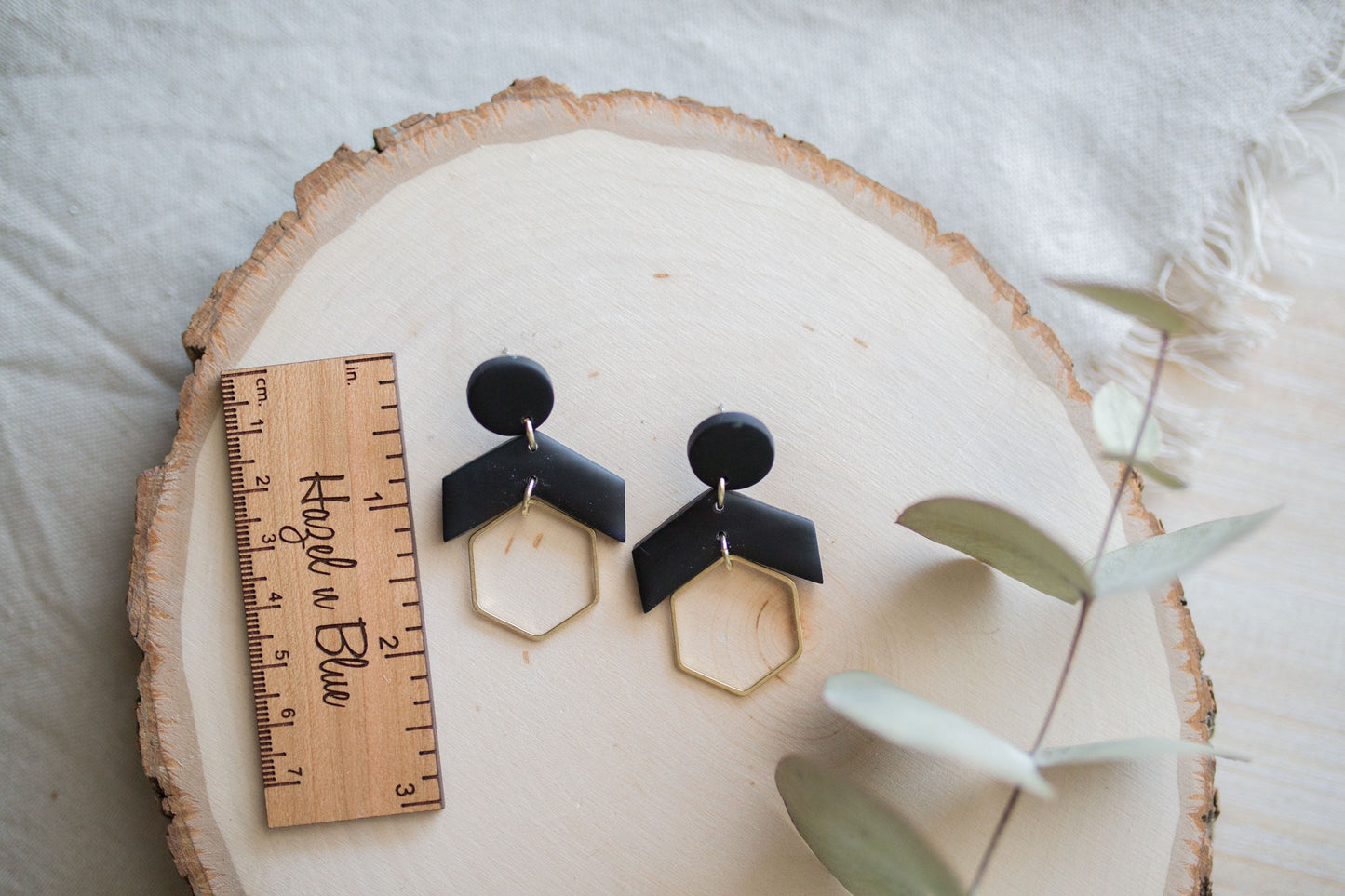 Clay earrings | black geometric